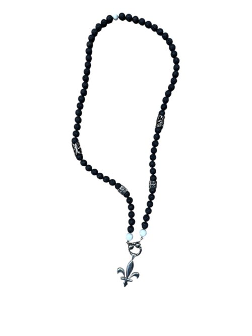 Bosnian Rebel - Lava Stone Necklace with silver Lily Pendant 1