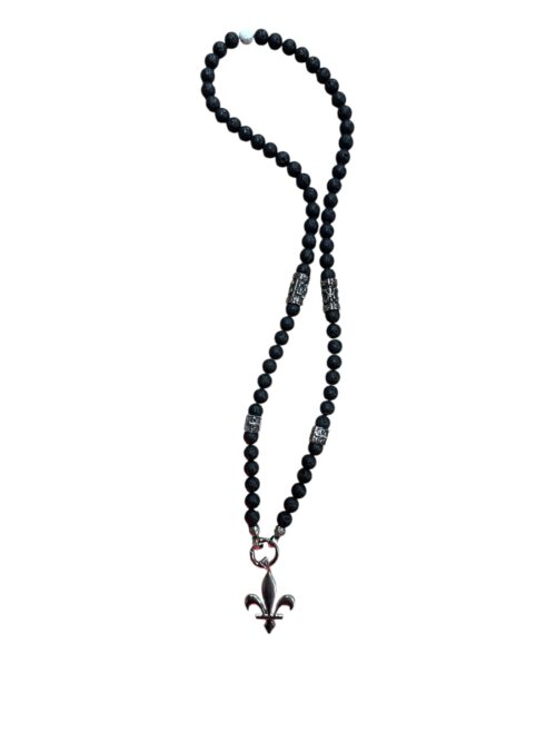 Bosnian Rebel - Lava Stone Necklace with silver Lily Pendant 2