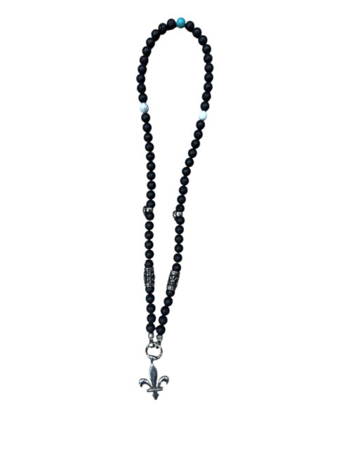 Bosnian Rebel - Lava Stone Necklace with silver Lily Pendant 3